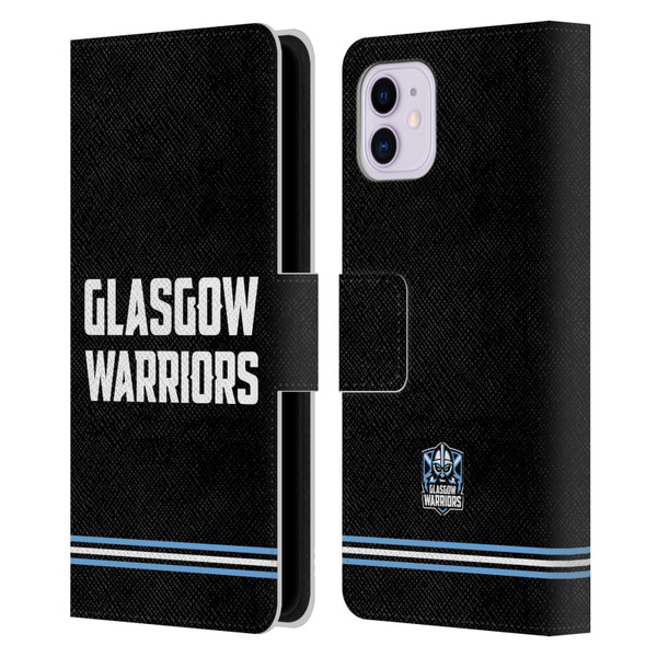 Glasgow Warriors Logo Text Type Black Leather Book Wallet Case Cover For Apple iPhone 11