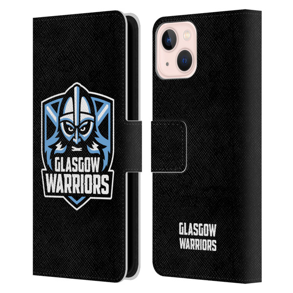 Glasgow Warriors Logo Plain Black Leather Book Wallet Case Cover For Apple iPhone 13