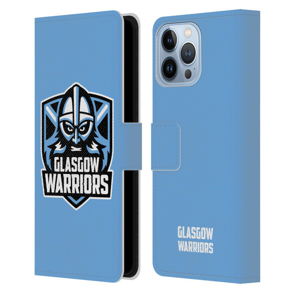 Glasgow Warriors Logo Plain Blue Leather Book Wallet Case Cover For Apple iPhone 13 Pro Max