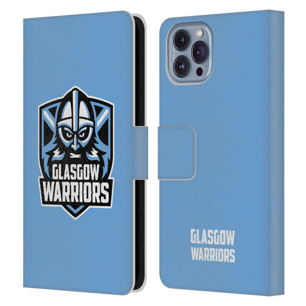 Glasgow Warriors Logo Plain Blue Leather Book Wallet Case Cover For Apple iPhone 14