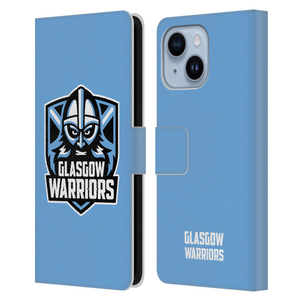 Glasgow Warriors Logo Plain Blue Leather Book Wallet Case Cover For Apple iPhone 14 Plus