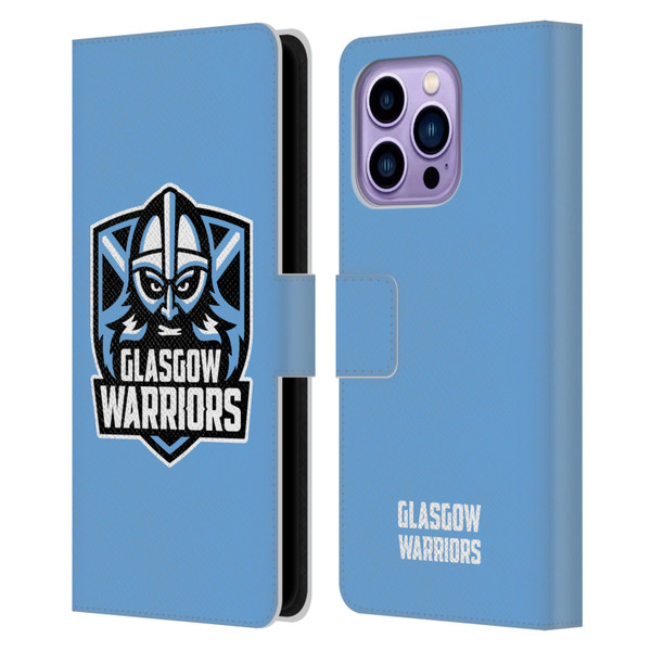 Glasgow Warriors Logo Plain Blue Leather Book Wallet Case Cover For Apple iPhone 14 Pro Max