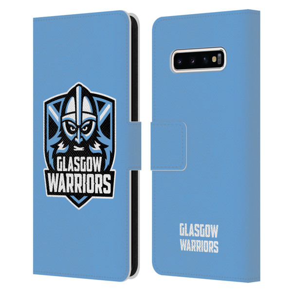 Glasgow Warriors Logo Plain Blue Leather Book Wallet Case Cover For Samsung Galaxy S10+ / S10 Plus