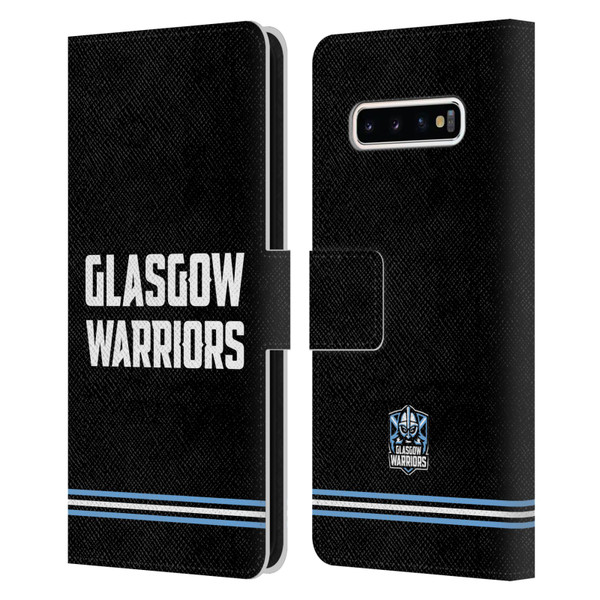Glasgow Warriors Logo Text Type Black Leather Book Wallet Case Cover For Samsung Galaxy S10+ / S10 Plus