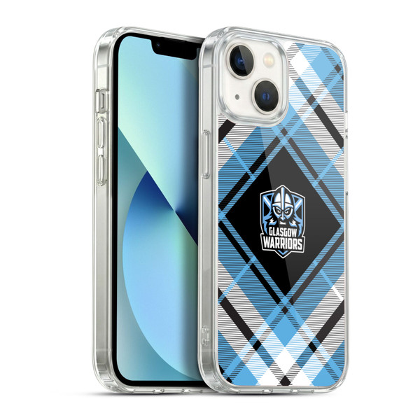 Glasgow Warriors Logo 2 Diagonal Tartan Soft Gel Case for Apple iPhone 13