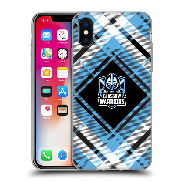 Glasgow Warriors Logo 2 Diagonal Tartan Soft Gel Case for Apple iPhone X / iPhone XS
