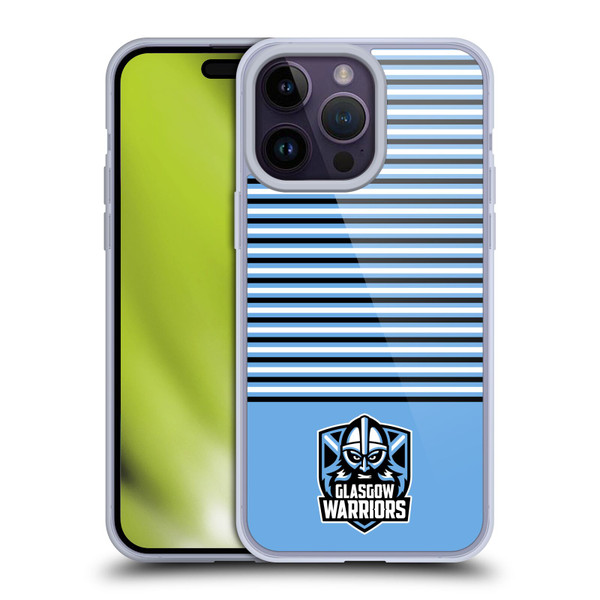 Glasgow Warriors Logo Stripes Blue 2 Soft Gel Case for Apple iPhone 14 Pro Max