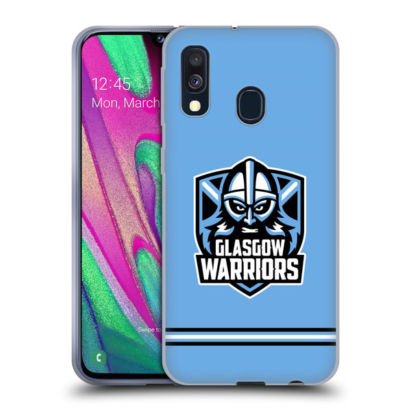 Glasgow Warriors Logo Stripes Blue Soft Gel Case for Samsung Galaxy A40 (2019)