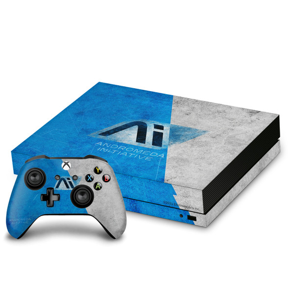 EA Bioware Mass Effect Andromeda Graphics Initiative Distressed Vinyl Sticker Skin Decal Cover for Microsoft Xbox One X Bundle
