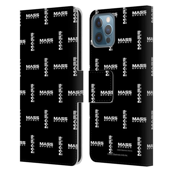 EA Bioware Mass Effect Graphics Logo Pattern Leather Book Wallet Case Cover For Apple iPhone 12 / iPhone 12 Pro