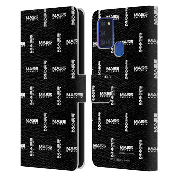 EA Bioware Mass Effect Graphics Logo Pattern Leather Book Wallet Case Cover For Samsung Galaxy A21s (2020)