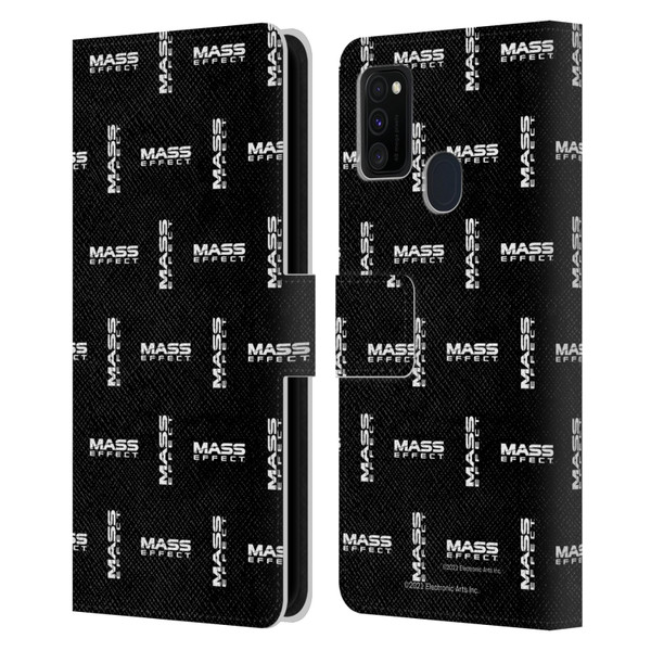 EA Bioware Mass Effect Graphics Logo Pattern Leather Book Wallet Case Cover For Samsung Galaxy M30s (2019)/M21 (2020)