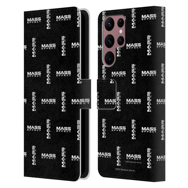 EA Bioware Mass Effect Graphics Logo Pattern Leather Book Wallet Case Cover For Samsung Galaxy S22 Ultra 5G
