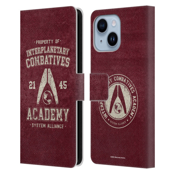 EA Bioware Mass Effect 3 Badges And Logos Interplanetary Combatives Leather Book Wallet Case Cover For Apple iPhone 14 Plus