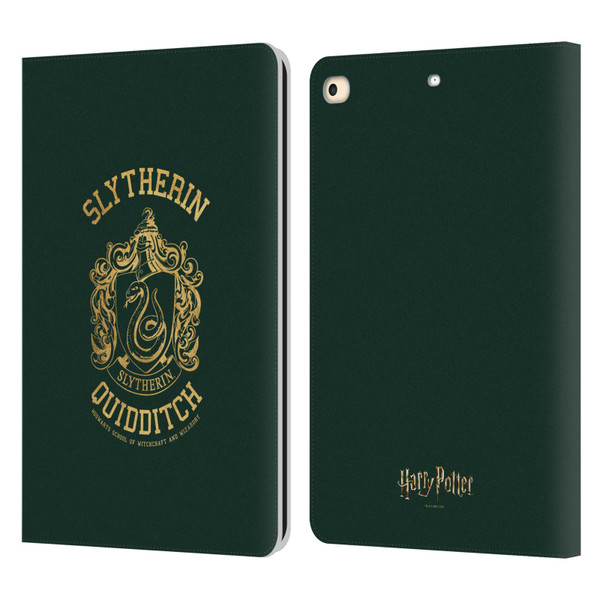 Harry Potter Deathly Hallows X Slytherin Quidditch Leather Book Wallet Case Cover For Apple iPad 9.7 2017 / iPad 9.7 2018
