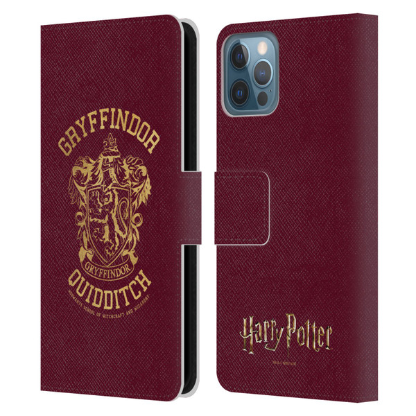 Harry Potter Deathly Hallows X Gryffindor Quidditch Leather Book Wallet Case Cover For Apple iPhone 12 / iPhone 12 Pro