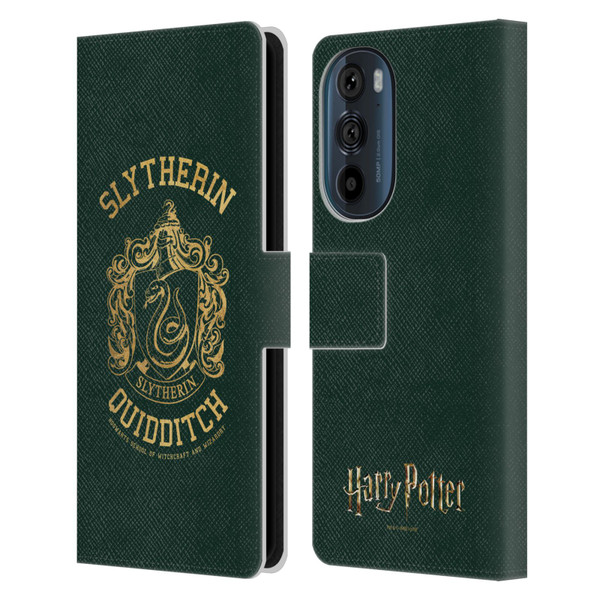 Harry Potter Deathly Hallows X Slytherin Quidditch Leather Book Wallet Case Cover For Motorola Edge 30