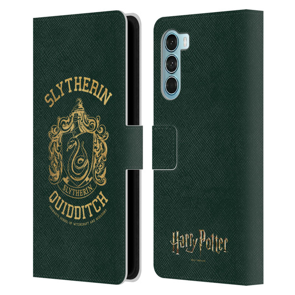 Harry Potter Deathly Hallows X Slytherin Quidditch Leather Book Wallet Case Cover For Motorola Edge S30 / Moto G200 5G