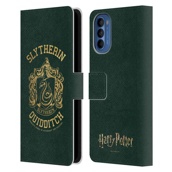 Harry Potter Deathly Hallows X Slytherin Quidditch Leather Book Wallet Case Cover For Motorola Moto G41