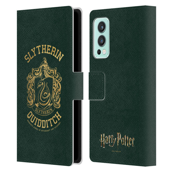 Harry Potter Deathly Hallows X Slytherin Quidditch Leather Book Wallet Case Cover For OnePlus Nord 2 5G