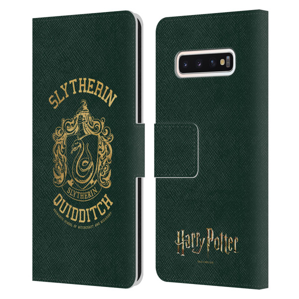 Harry Potter Deathly Hallows X Slytherin Quidditch Leather Book Wallet Case Cover For Samsung Galaxy S10