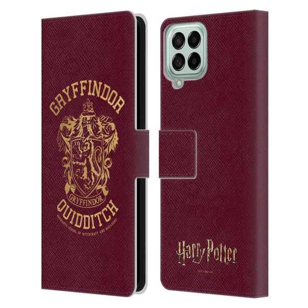 Harry Potter Deathly Hallows X Gryffindor Quidditch Leather Book Wallet Case Cover For Samsung Galaxy M33 (2022)