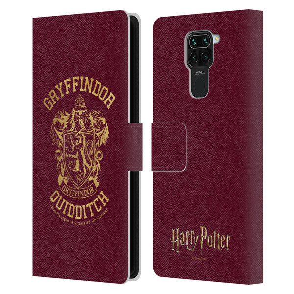 Harry Potter Deathly Hallows X Gryffindor Quidditch Leather Book Wallet Case Cover For Xiaomi Redmi Note 9 / Redmi 10X 4G