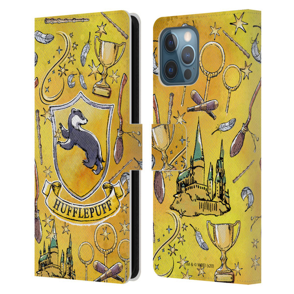 Harry Potter Deathly Hallows XIII Hufflepuff Pattern Leather Book Wallet Case Cover For Apple iPhone 12 Pro Max