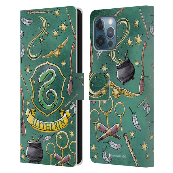 Harry Potter Deathly Hallows XIII Slytherin Pattern Leather Book Wallet Case Cover For Apple iPhone 12 Pro Max