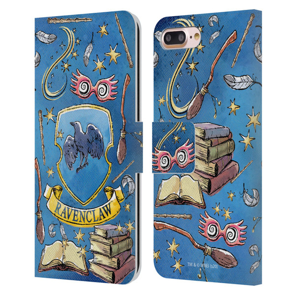 Harry Potter Deathly Hallows XIII Ravenclaw Pattern Leather Book Wallet Case Cover For Apple iPhone 7 Plus / iPhone 8 Plus