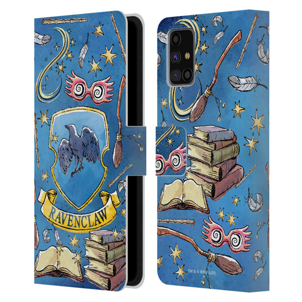 Harry Potter Deathly Hallows XIII Ravenclaw Pattern Leather Book Wallet Case Cover For Samsung Galaxy M31s (2020)