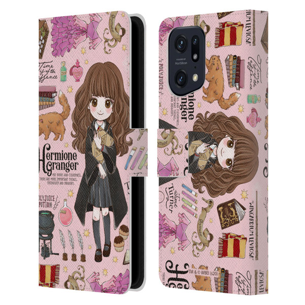 Harry Potter Deathly Hallows XXXVII Hermione Pattern Leather Book Wallet Case Cover For OPPO Find X5