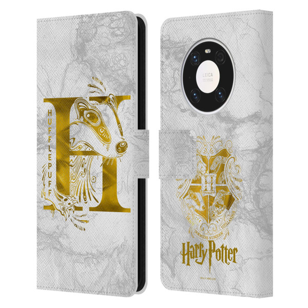 Harry Potter Deathly Hallows IX Hufflepuff Aguamenti Leather Book Wallet Case Cover For Huawei Mate 40 Pro 5G