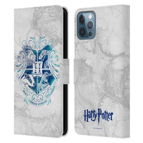 Harry Potter Deathly Hallows IX Hogwarts Aguamenti Leather Book Wallet Case Cover For Apple iPhone 12 / iPhone 12 Pro