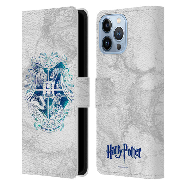 Harry Potter Deathly Hallows IX Hogwarts Aguamenti Leather Book Wallet Case Cover For Apple iPhone 13 Pro Max