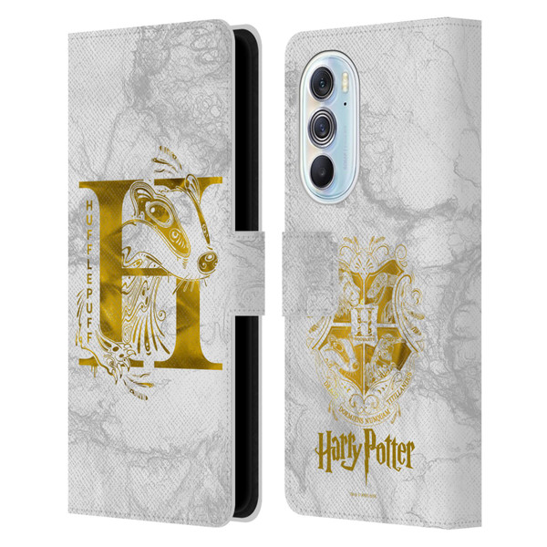 Harry Potter Deathly Hallows IX Hufflepuff Aguamenti Leather Book Wallet Case Cover For Motorola Edge X30