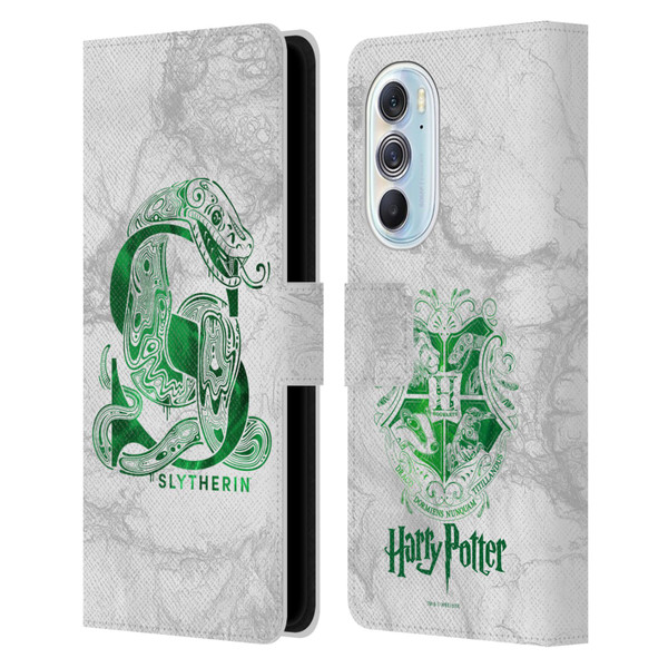 Harry Potter Deathly Hallows IX Slytherin Aguamenti Leather Book Wallet Case Cover For Motorola Edge X30