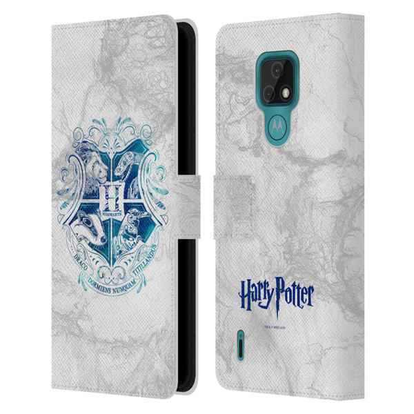 Harry Potter Deathly Hallows IX Hogwarts Aguamenti Leather Book Wallet Case Cover For Motorola Moto E7