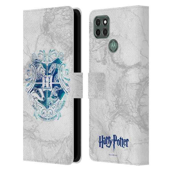 Harry Potter Deathly Hallows IX Hogwarts Aguamenti Leather Book Wallet Case Cover For Motorola Moto G9 Power