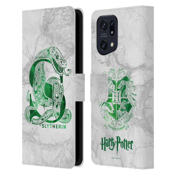Harry Potter Deathly Hallows IX Slytherin Aguamenti Leather Book Wallet Case Cover For OPPO Find X5