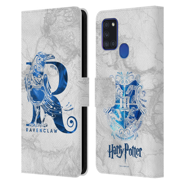 Harry Potter Deathly Hallows IX Ravenclaw Aguamenti Leather Book Wallet Case Cover For Samsung Galaxy A21s (2020)