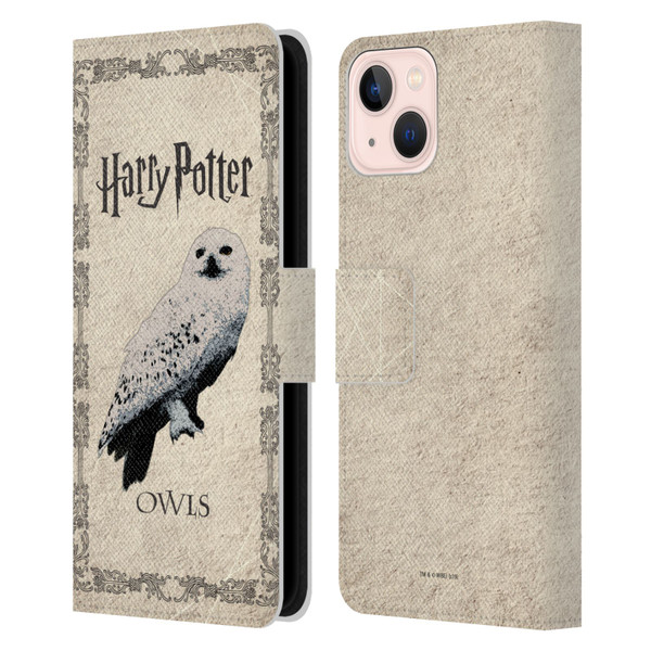 Harry Potter Prisoner Of Azkaban III Hedwig Owl Leather Book Wallet Case Cover For Apple iPhone 13