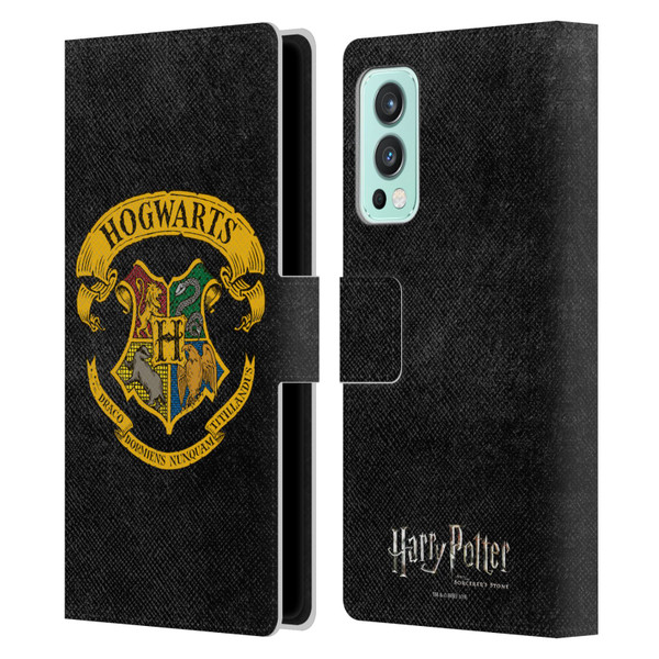 Harry Potter Sorcerer's Stone I Hogwarts Crest Leather Book Wallet Case Cover For OnePlus Nord 2 5G