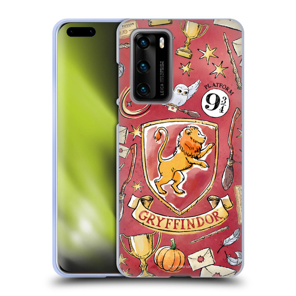Harry Potter Deathly Hallows XIII Gryffindor Pattern Soft Gel Case for Huawei P40 5G