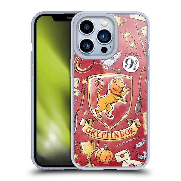 Harry Potter Deathly Hallows XIII Gryffindor Pattern Soft Gel Case for Apple iPhone 13 Pro & MagSafe