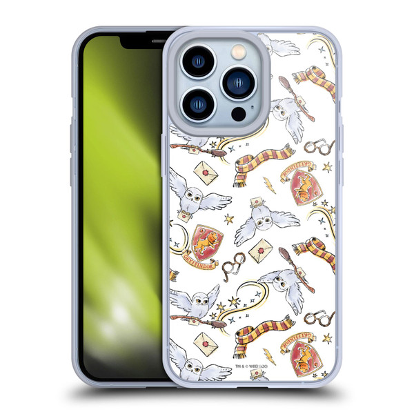 Harry Potter Deathly Hallows XIII Hedwig Owl Pattern Soft Gel Case for Apple iPhone 13 Pro