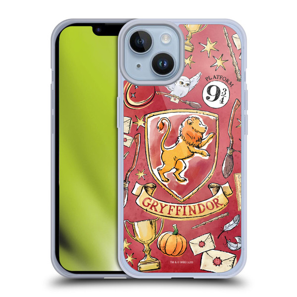 Harry Potter Deathly Hallows XIII Gryffindor Pattern Soft Gel Case for Apple iPhone 14