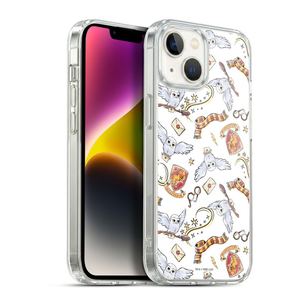 Harry Potter Deathly Hallows XIII Hedwig Owl Pattern Soft Gel Case for Apple iPhone 14