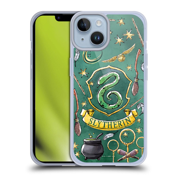 Harry Potter Deathly Hallows XIII Slytherin Pattern Soft Gel Case for Apple iPhone 14