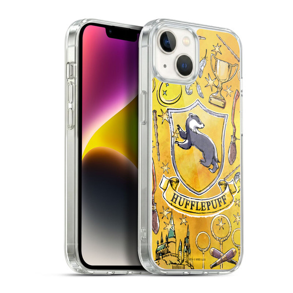 Harry Potter Deathly Hallows XIII Hufflepuff Pattern Soft Gel Case for Apple iPhone 14 Plus & MagSafe